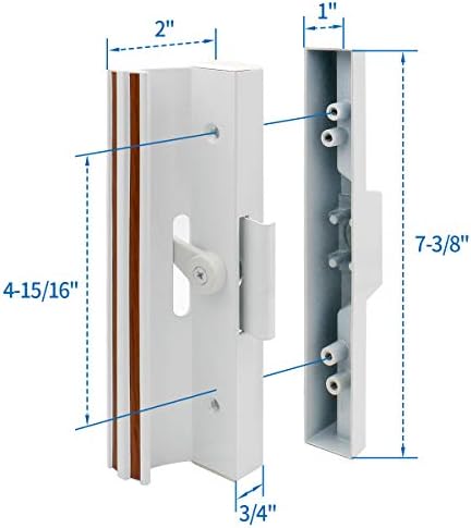 Baomain פטיו ידית הדלת להגדיר הבלטה אלומיניום 7-3/8 inch X 1-1/2 אינץ ' נשלף נוק-אאוט שבלול לבן.