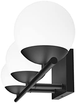 Ralbay שחור אורות יהירות 3-אור חלבי זכוכית הכדור אמצע המאה מודרני שחור יהירות אמבטיה האורות מראה, שחור קיר אמבטיה אור