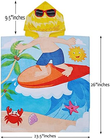ילדים מגבת חוף, כותנה ספיגת מים מעטה אמבטיה שינוי החלוק פונצ ' ו עבור 2 עד 6 שנים הילד רחצה שחייה חול הוכחה