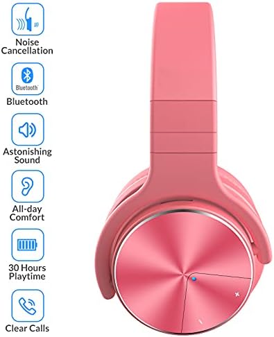 Silensys E7 PRO Active רעש מבטל אוזניות Bluetooth אוזניות עם מיקרופון בס עמוק אוזניות אלחוטיות Over Ear, נוח בכושר,