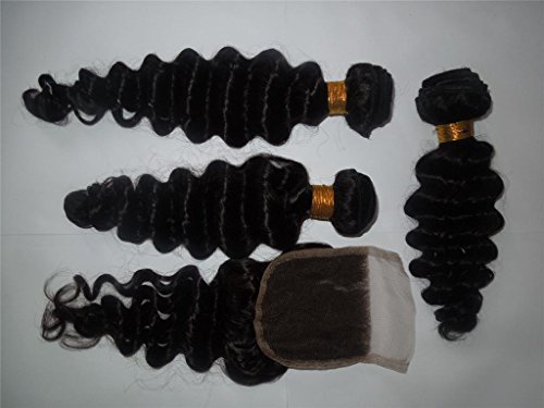 סיטונאי הקמבודי בתולה שיער אדם 1 אמצע החלק סגירת מעגל. (4 X 4)+3 חבילות ב-10-28 עמוק גל צבע טבעי יכול להיות צבוע