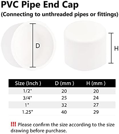 Buefall 3/4 אינץ ' לבן צינור PVC חיצוני הכובע בסוף תקע מתאם עבור 25mm ODPipe אביזרי להחליק שקע Pack לחץ קל להתקין, מתיחה