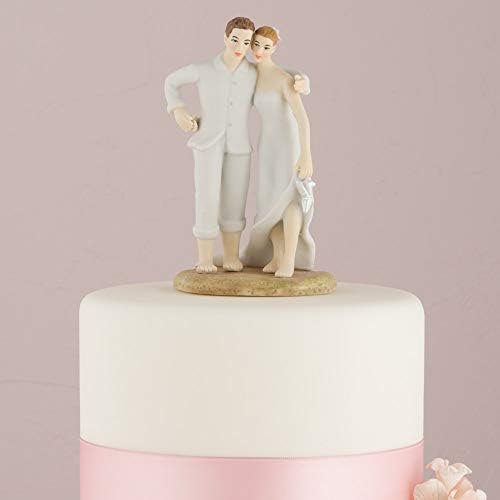 Weddingstar החוף החתן והכלה פסלון פורצלן עליונית עוגה