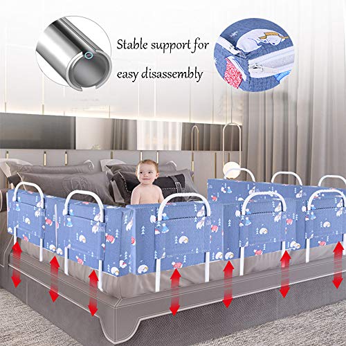 אנטי ליפול למיטה מעקה הבטיחות, בטיחות התינוק במיטה גדר באורך 50 / 60 ס מ (20 / 24in), ניידים עיצוב, פרל חומר כותנה,